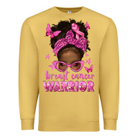 Antique Gold afro messy bun breast cancer warrior Premium Sweatshirt - texasbilliewilder