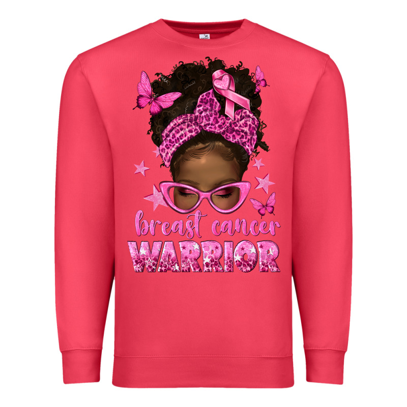 Afro Messy Bun Breast Cancer Warrior Premium Sweatshirt by texasbilliewilder | Teevron