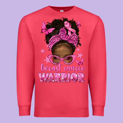 Afro Messy Bun Breast Cancer Warrior Premium Sweatshirt Designed By Texasbilliewilder