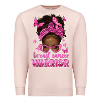 Pale Pink afro messy bun breast cancer warrior Premium Sweatshirt - texasbilliewilder