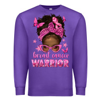 Purple afro messy bun breast cancer warrior Premium Sweatshirt - texasbilliewilder
