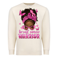 Sandshell afro messy bun breast cancer warrior Premium Sweatshirt - texasbilliewilder