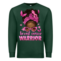 Sports Green afro messy bun breast cancer warrior Premium Sweatshirt - texasbilliewilder