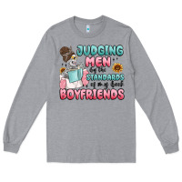 Heather Grey judging men by the standards of my book boyfriends Long Sleeve Tee - MaliasSmallBusiness