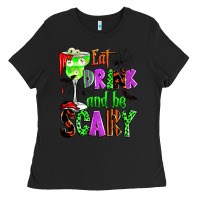 Black eat drink and be scary Ladies Tee - Zillion Design Studio
