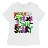White eat drink and be scary Ladies Tee - Zillion Design Studio
