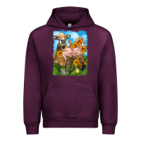 Mauve Wine farm animals wagon olivia Urban Hoodie - OliviaCreatesArt