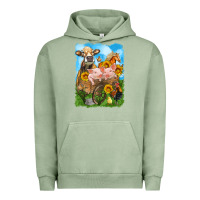 Pigment Oil Green farm animals wagon olivia Urban Hoodie - OliviaCreatesArt