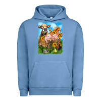 Pigment Pebble Blue farm animals wagon olivia Urban Hoodie - OliviaCreatesArt