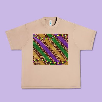 Mardi Gras Leopard Glitter Bead Urban Heavy Tee Designed By Barkaloodesign