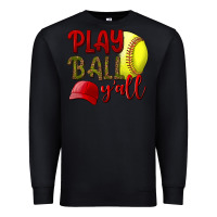 Black Play ball y'all Softball Premium Sweatshirt - NancyCooperArtShop