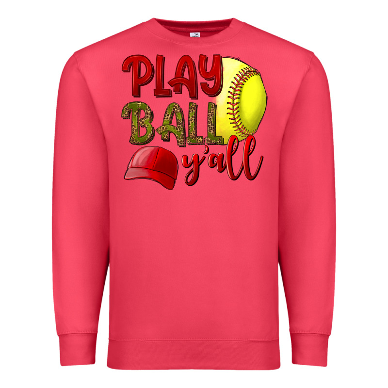 Play Ball Y'all Softball Premium Sweatshirt by NancyCooperArtShop | Teevron