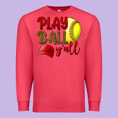 Play Ball Y'all Softball Premium Sweatshirt Designed By Nancycooperartshop