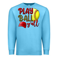 Ocean Blue Play ball y'all Softball Premium Sweatshirt - NancyCooperArtShop