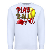 White Play ball y'all Softball Premium Sweatshirt - NancyCooperArtShop