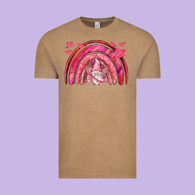 Valentines Day Rainbow With Cupid Gnome Vintage Tee Designed By Nancycooperartshop