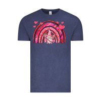 Vintage Denim valentines day rainbow with cupid gnome Vintage Tee - NancyCooperArtShop