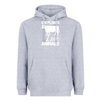 Heather Grey Eat Plants Love Animals Heavyweight Hoodie - Bettercallsaul