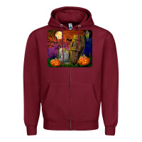 Burgundy headstone and coffin mousepad Zipper Hoodie - BundleAndBundleShop