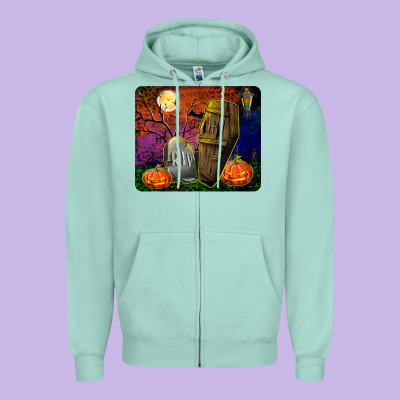 Headstone And Coffin Mousepad Zipper Hoodie Designed By Bundleandbundleshop