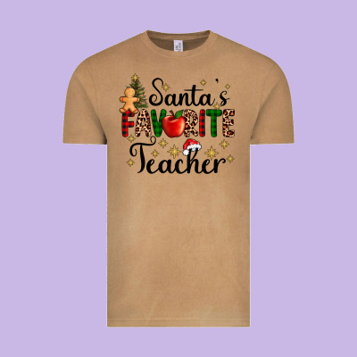 Santa's Favorite Teacher Vintage Tee Designed By Adodesignshop