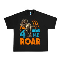 Black i'm four hear me roar dinosaur birthday Urban Heavy Tee - LillyAllenDesigns