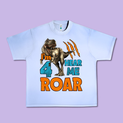 I'm Four Hear Me Roar Dinosaur Birthday Urban Heavy Tee Designed By Lillyallendesigns