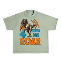Oil Green i'm four hear me roar dinosaur birthday Urban Heavy Tee - LillyAllenDesigns