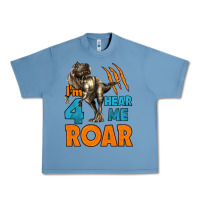 Pebble Blue i'm four hear me roar dinosaur birthday Urban Heavy Tee - LillyAllenDesigns