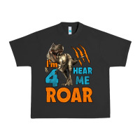 Pigment Black i'm four hear me roar dinosaur birthday Urban Heavy Tee - LillyAllenDesigns