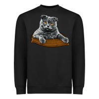 Black Scottish Fold Heavyweight Sweatshirt - LillyAllenDesigns