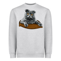 Heather Grey Scottish Fold Heavyweight Sweatshirt - LillyAllenDesigns