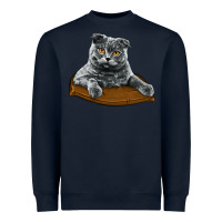 Navy Scottish Fold Heavyweight Sweatshirt - LillyAllenDesigns