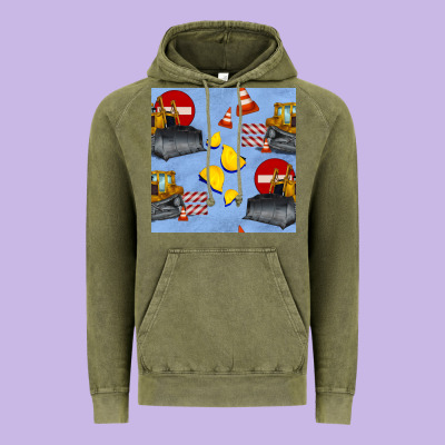 Bulldozer Seamles Pattern Vintage Hoodie Designed By Bundleandbundleshop