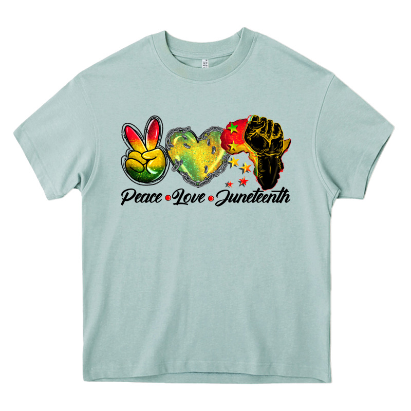 Peace Love Juneteenth Heavy Core Tee by BarkalooDesign | Teevron