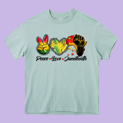 Peace Love Juneteenth Heavy Core Tee Designed By Barkaloodesign
