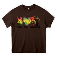 Chocolate Brown peace love juneteenth Heavy Core Tee - BarkalooDesign