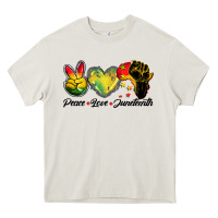 Cream peace love juneteenth Heavy Core Tee - BarkalooDesign