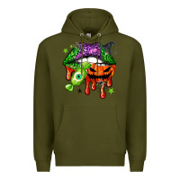 Army Green Halloween lips Premium Hoodie - NancyCooperArtShop