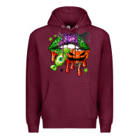 Burgundy Halloween lips Premium Hoodie - NancyCooperArtShop