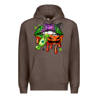 Coffee Halloween lips Premium Hoodie - NancyCooperArtShop
