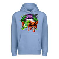Colony Blue Halloween lips Premium Hoodie - NancyCooperArtShop
