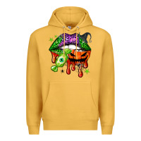Mustard Halloween lips Premium Hoodie - NancyCooperArtShop