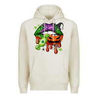 Oatmeal Heather Halloween lips Premium Hoodie - NancyCooperArtShop