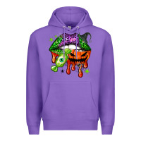 Purple Halloween lips Premium Hoodie - NancyCooperArtShop