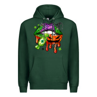 Sports Green Halloween lips Premium Hoodie - NancyCooperArtShop