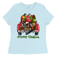 Baby Blue merry christmas truck Ladies Tee - RanaPortraitStore