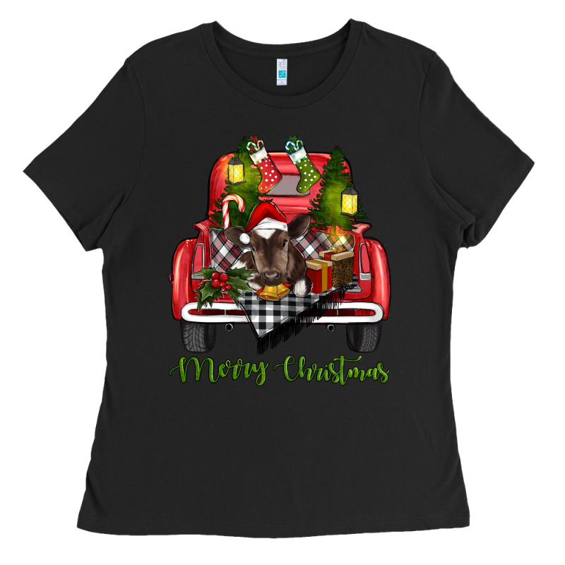 Merry Christmas Truck Ladies Tee by RanaPortraitStore | Teevron