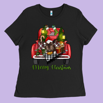 Merry Christmas Truck Ladies Tee Designed By Ranaportraitstore