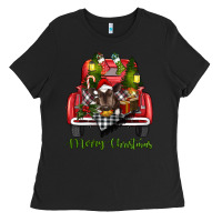 Black merry christmas truck Ladies Tee - RanaPortraitStore